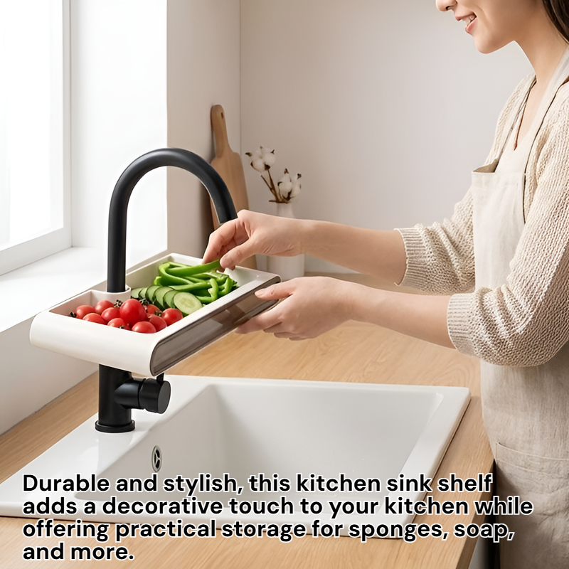 Kitchen Sink Faucet Storage Rack, Punch-Free Vegetable Draining Basket