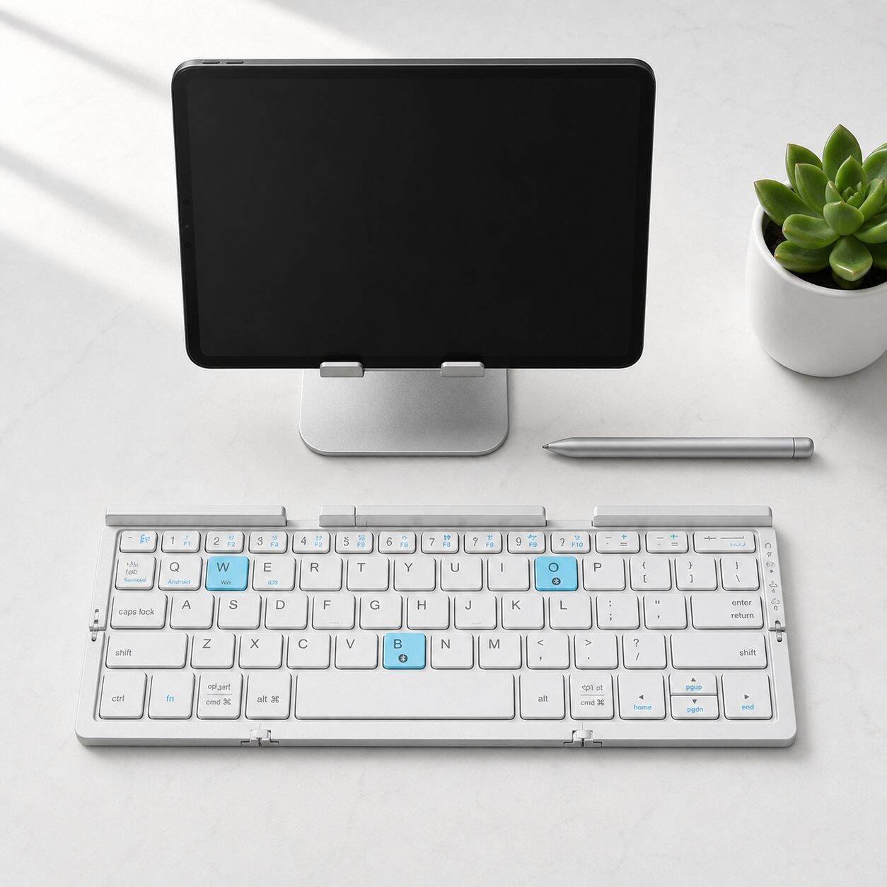 Mobile Phone Tablet Portable Folding Bluetooth Keyboard