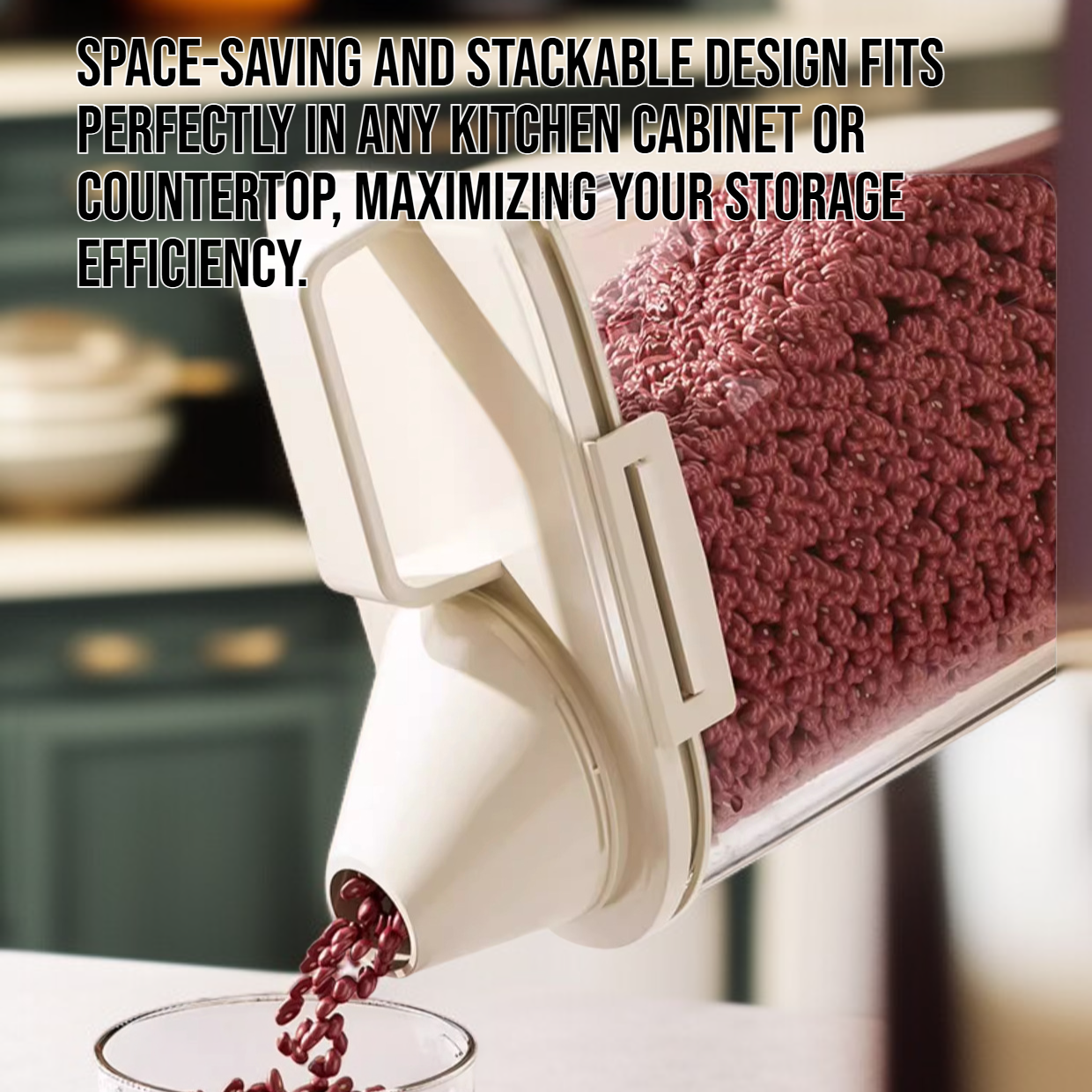 Modern rice storage box with measuring cup