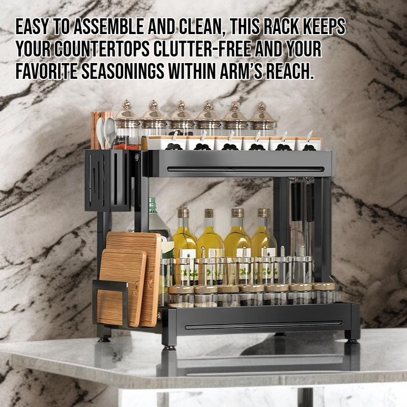 Multi-tiered kitchen condiment storage rack