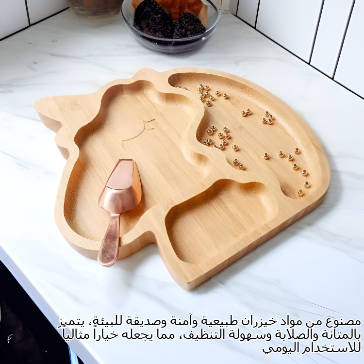 صحن مقسم من الخيزران بشكل كرتوني حيواني، صينية متعددة الاستخدامات للفواكه والحلويات