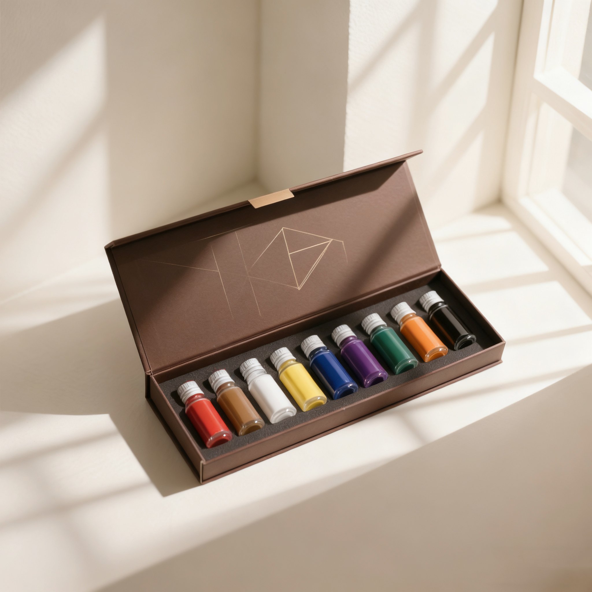 伝統的な国画用水墨絵具カラーパレット