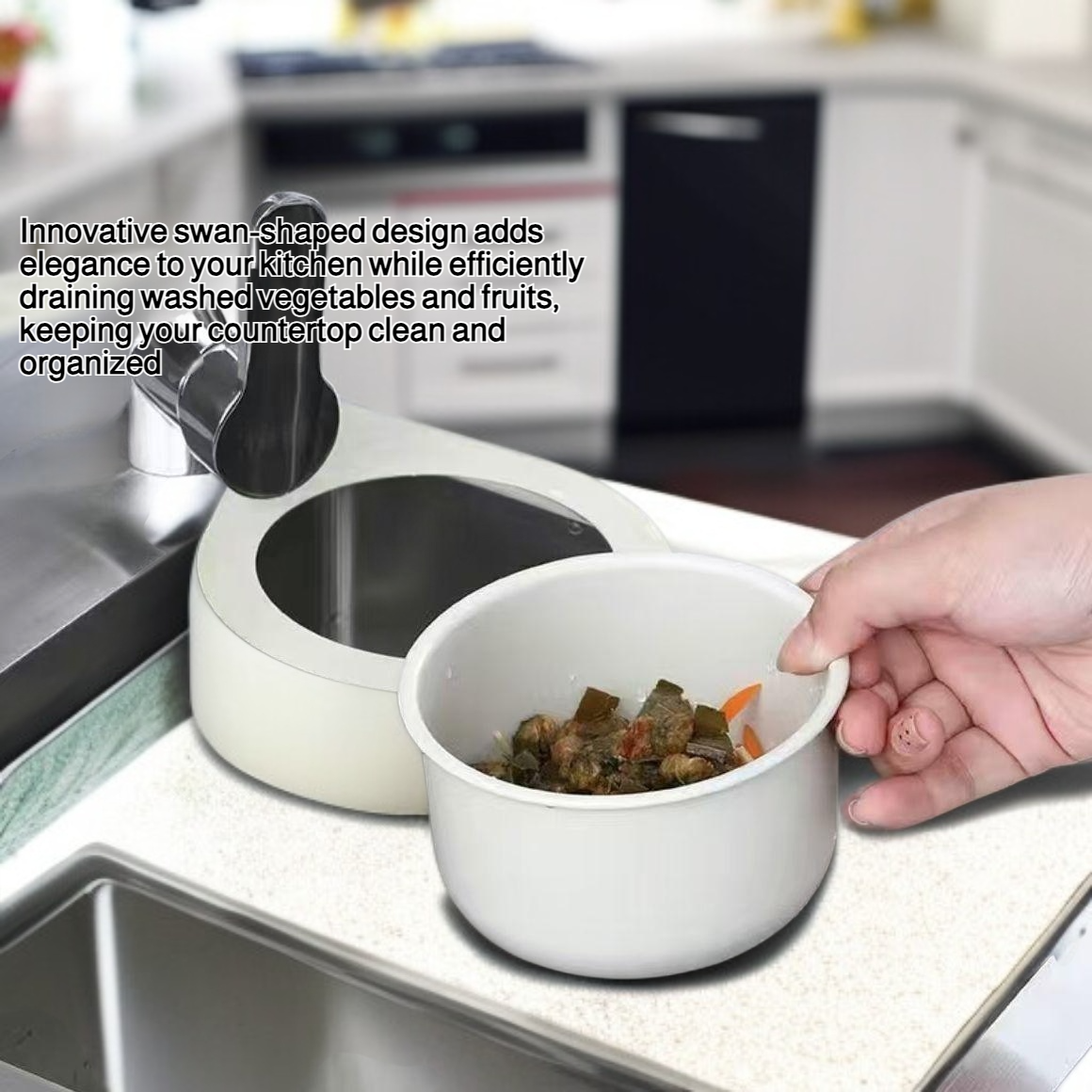 Kitchen artifact swan rack drain washing vegetable stainless steel dry and wet separation kitchen fi