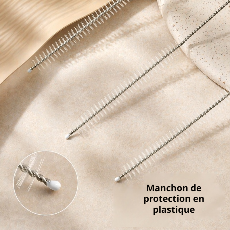 Brosse polyvalente pour les espaces étroits, flexible, en forme de pois