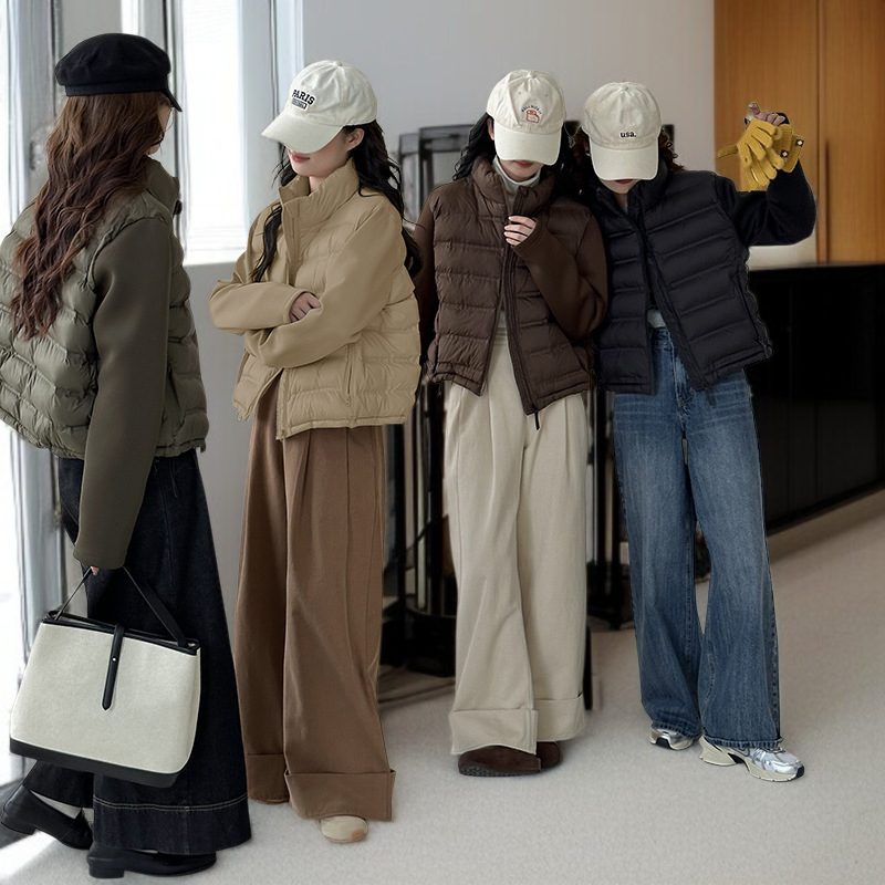 여성 추동 패션 얇은 패딩 코트 하이넥 패딩 상의 갈비 코트