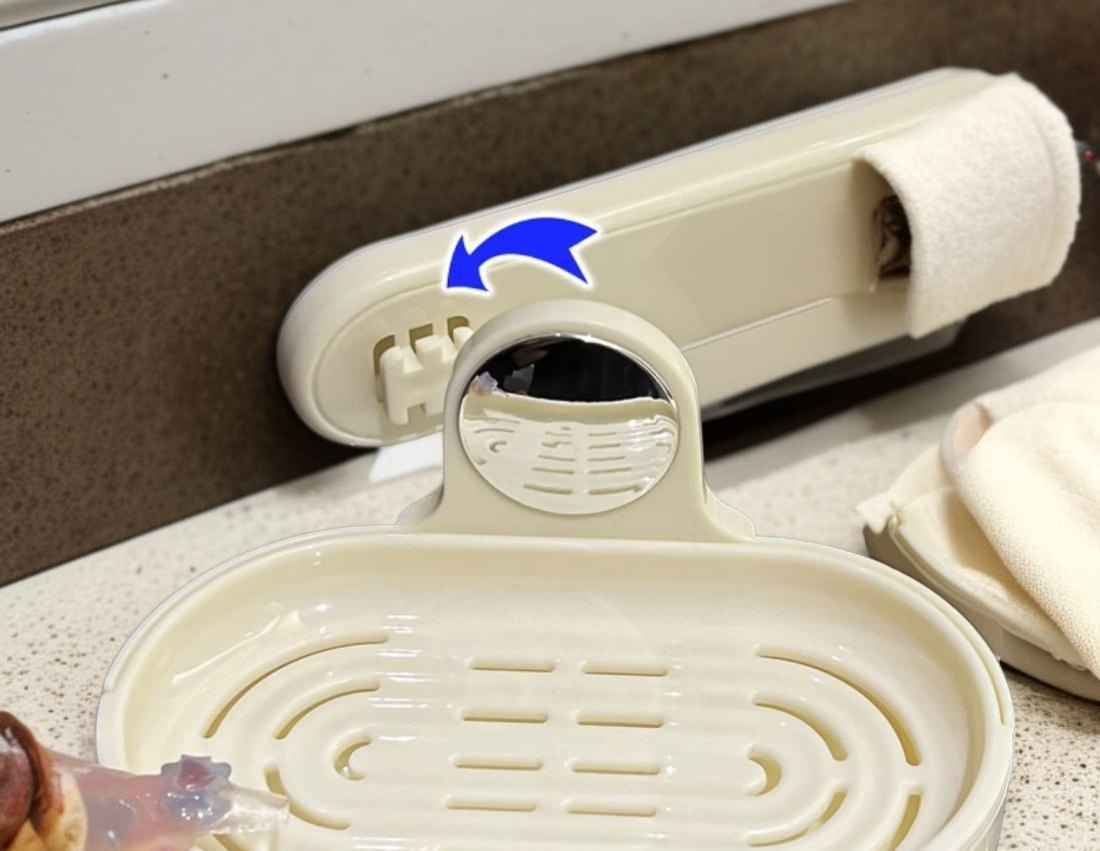 奶油風肥皂盒放置浴室洗手台效果