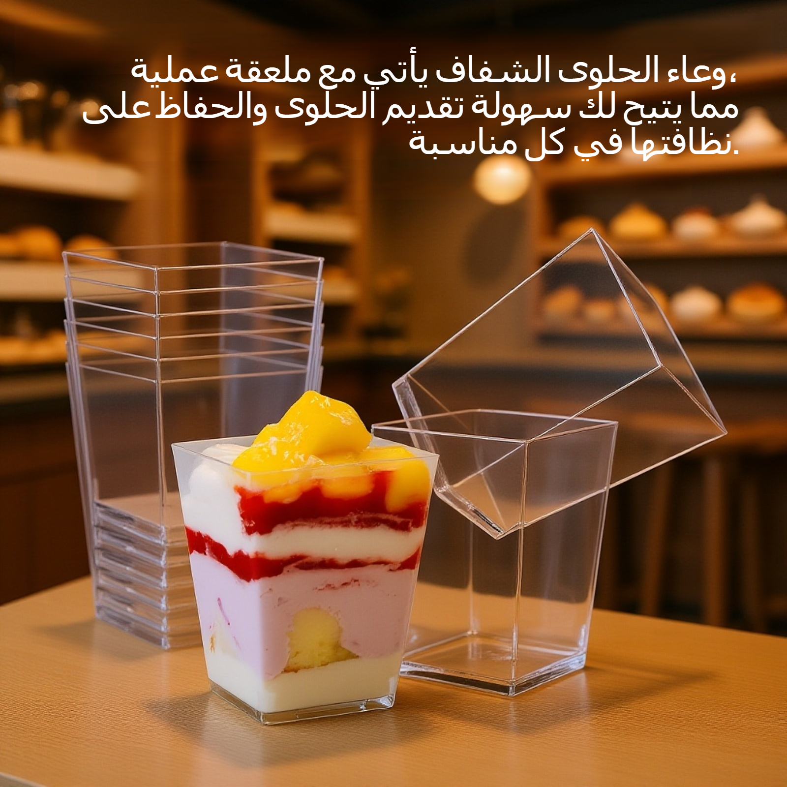 وعاء حلوى شفافة مع ملعقة