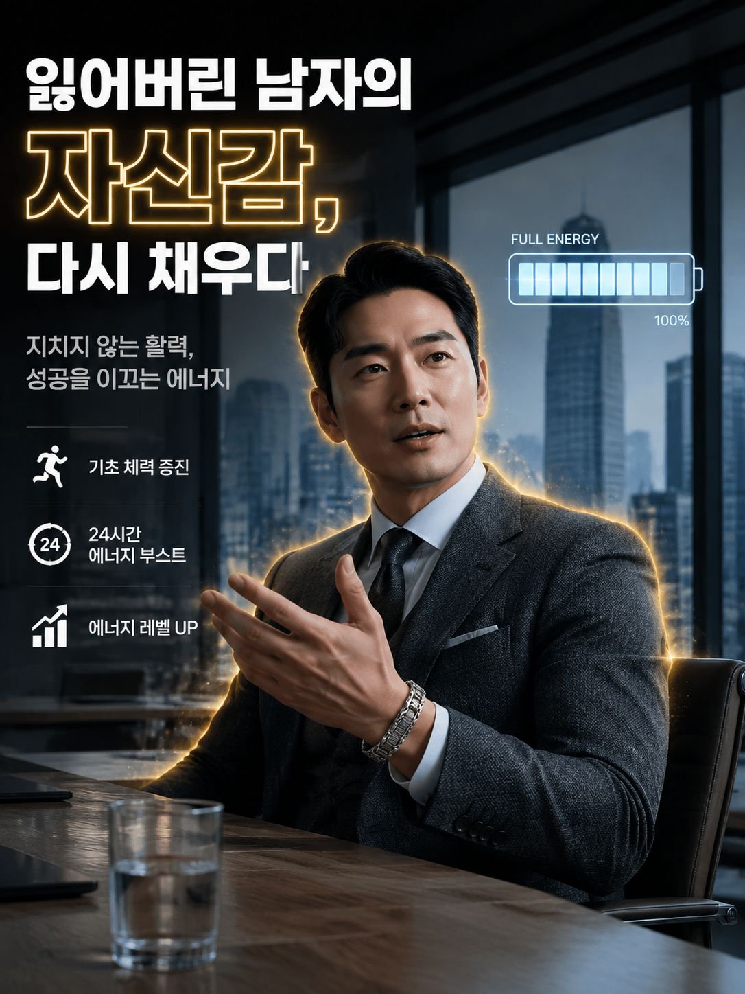 클래식 당초무늬 타이실버 마그네틱 팔찌
