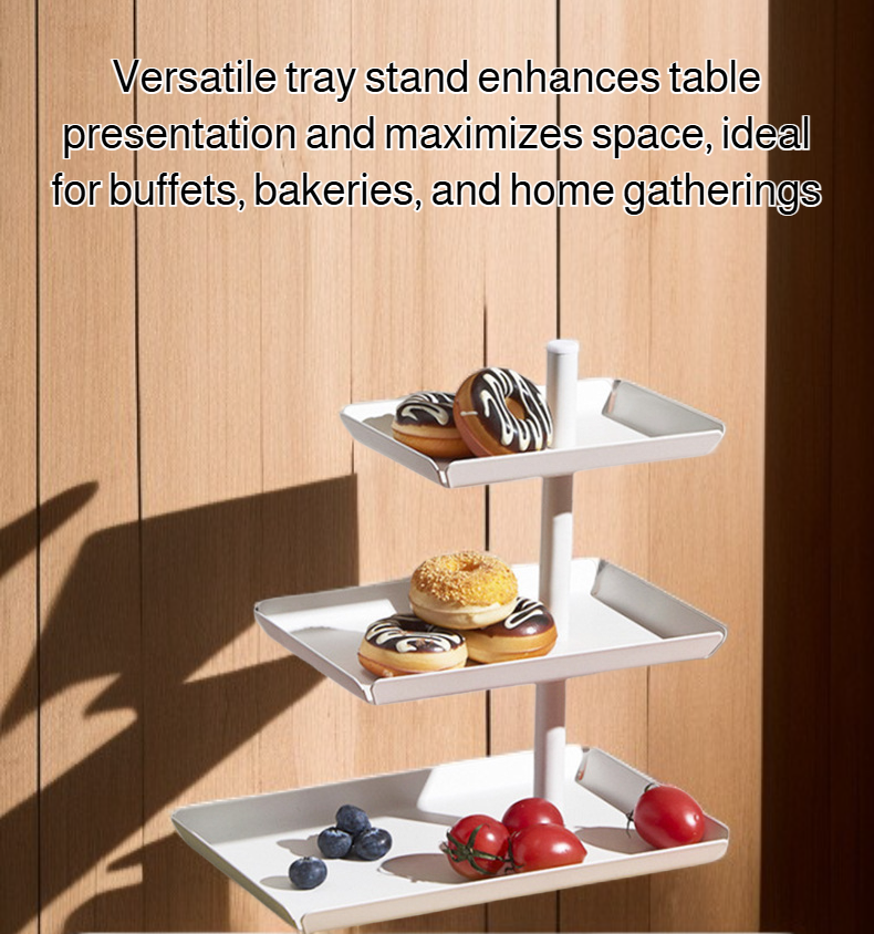 Elegant cake and dessert tray stand on event table