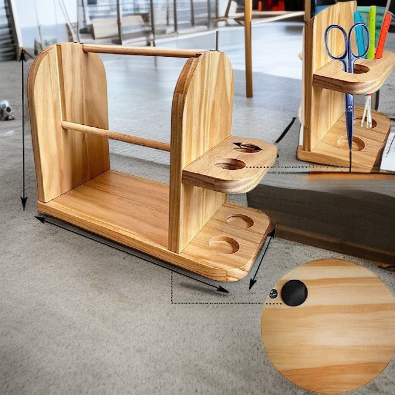 나무 크로셰 뜨개질 실꽂이