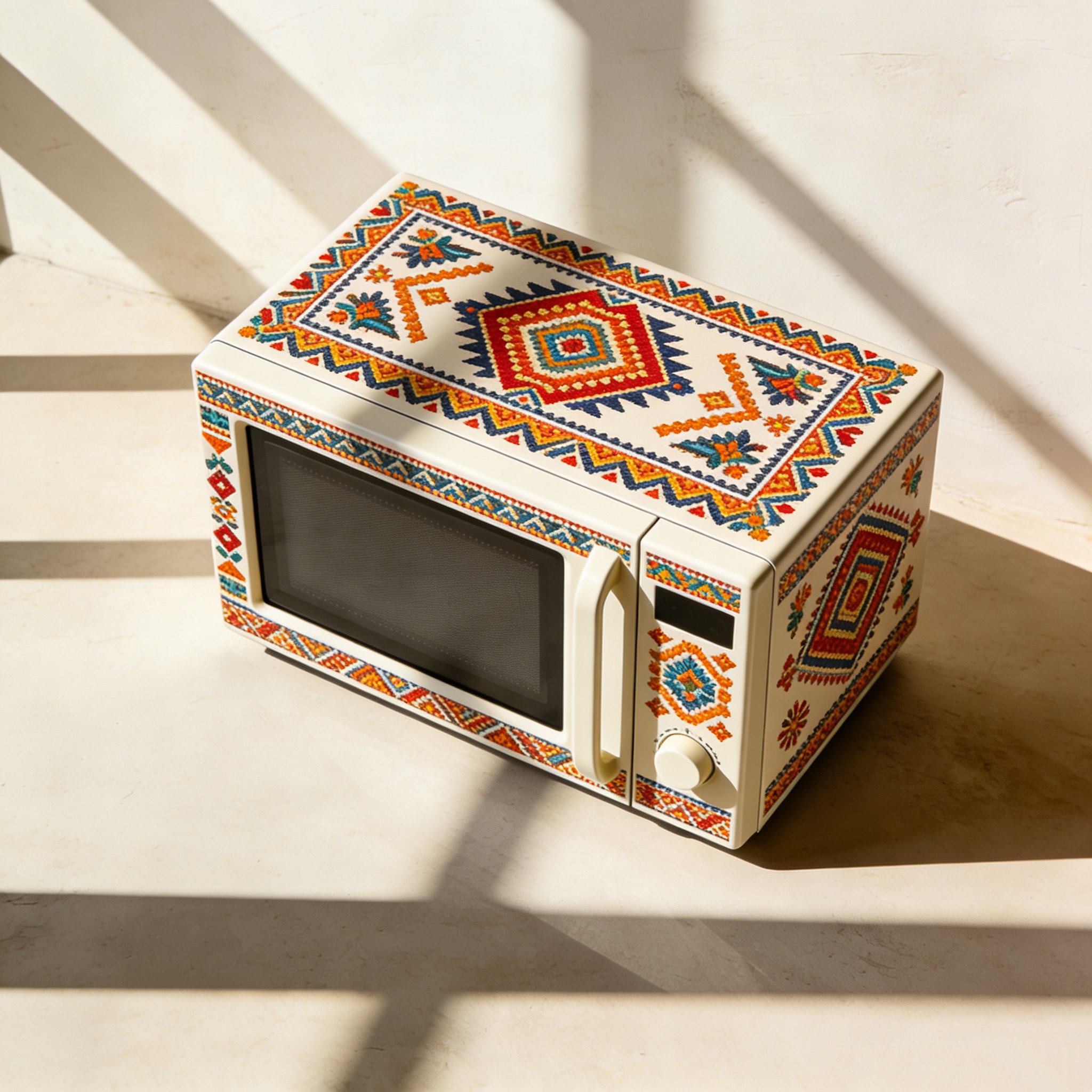 주방에 놓인 현대적인 전자레인지