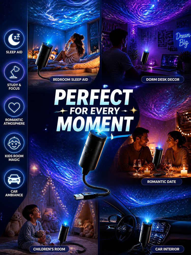 [Switch to a Starry Sky with a Single Click] Portable Starry Sky Projector