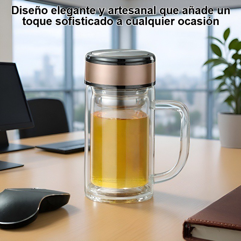 Taza de agua hecha a mano de vidrio de doble pared