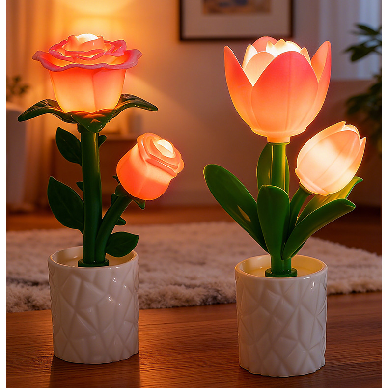 郁金香玫瑰造型夜燈