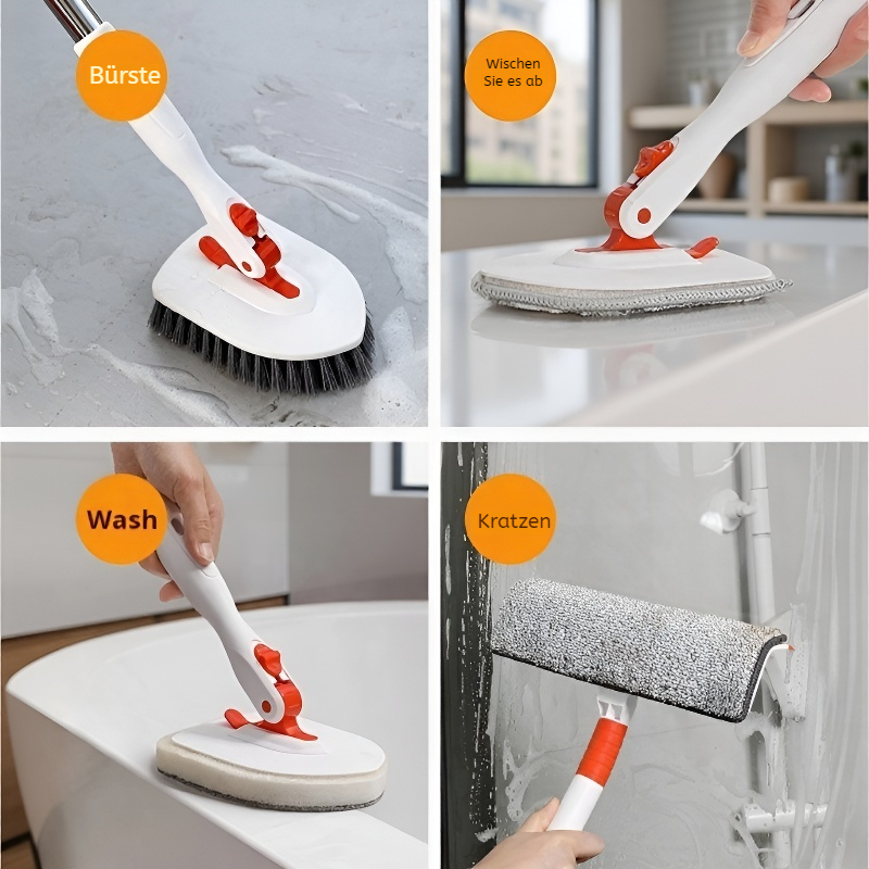 Multifunktionaler Boden- und Fensterreiniger, 180° schwenkbare Bürste mit langem Stiel