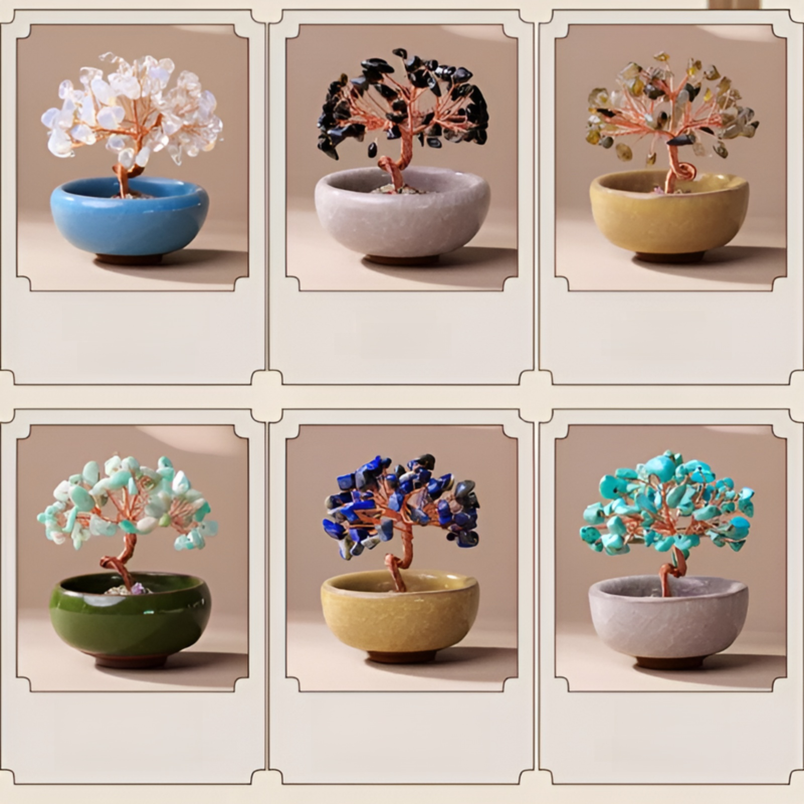 水晶樹碎石聚寶盆擺件