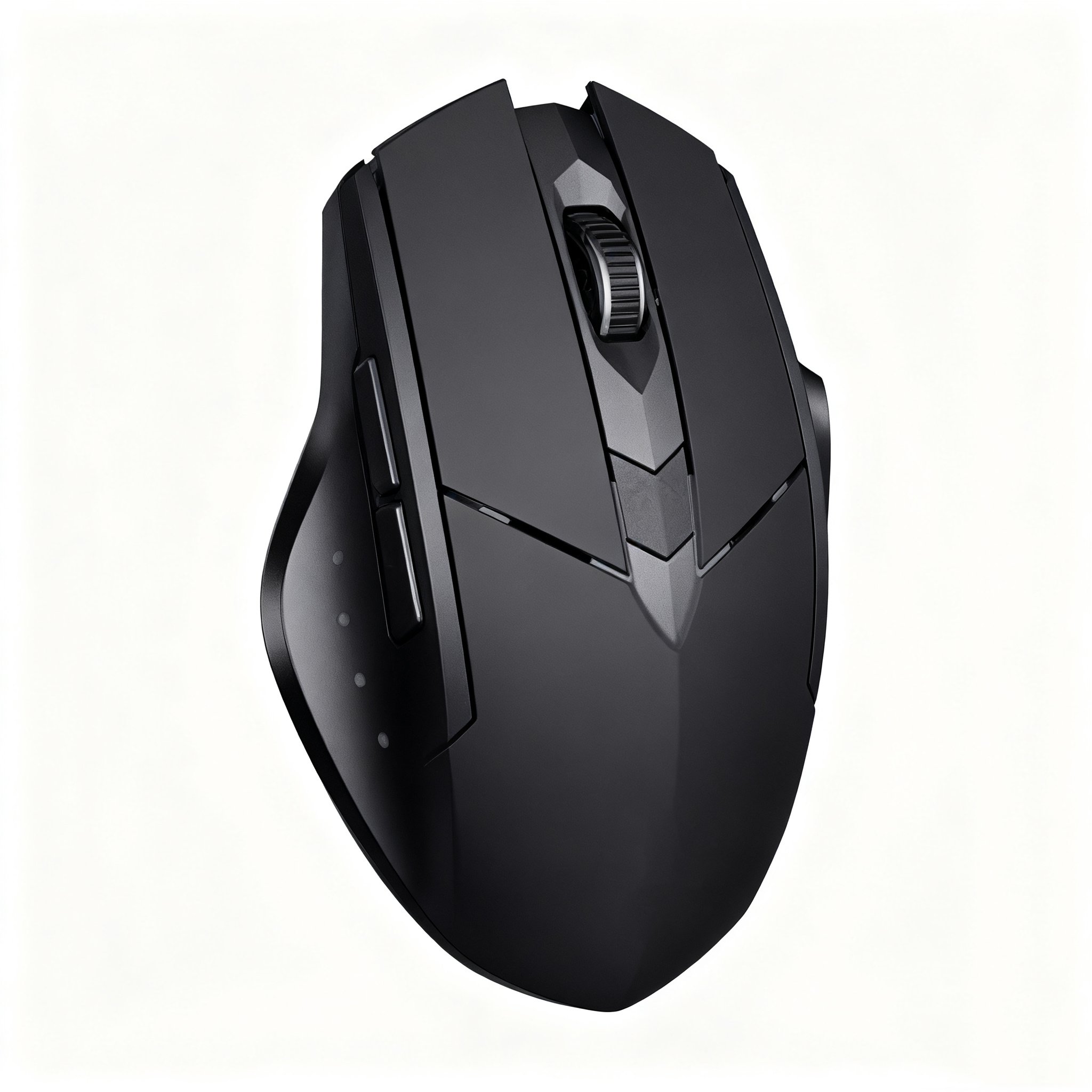 Elegantní černá bezdrátová myš – pohled zepředu