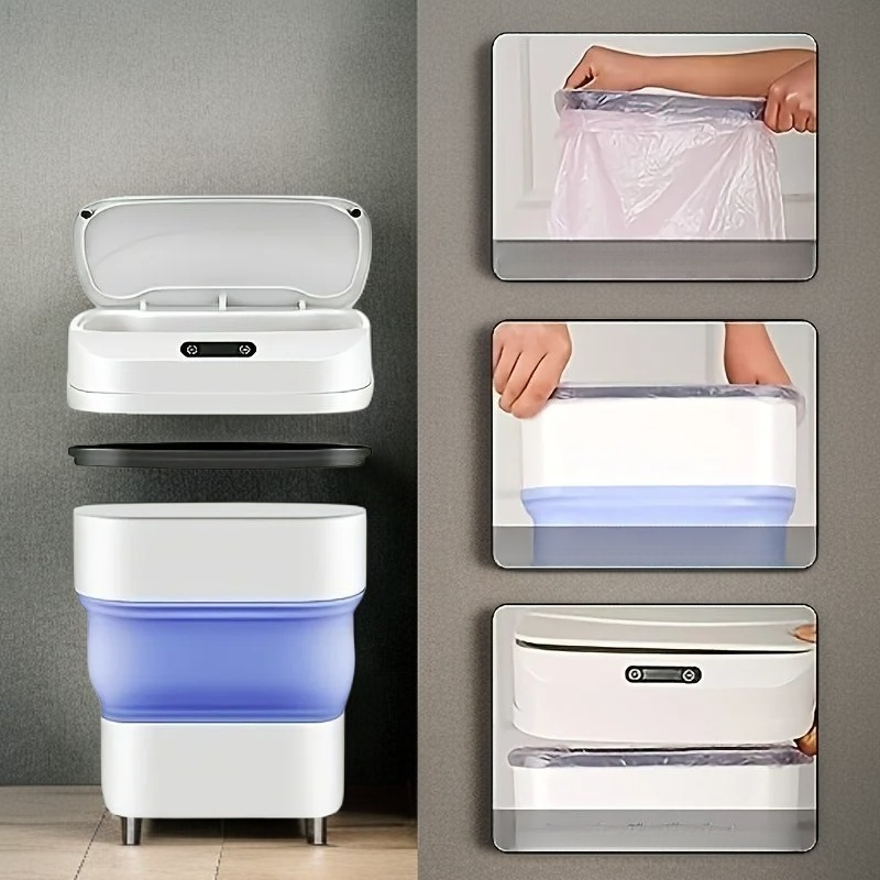 Papelera automática con sensor táctil, plegable, 17.5L, para dormitorio, cocina y oficina