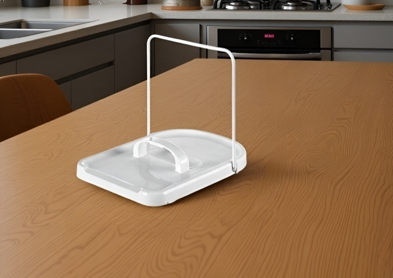 Multi-functional rack holding pot lids and utensils