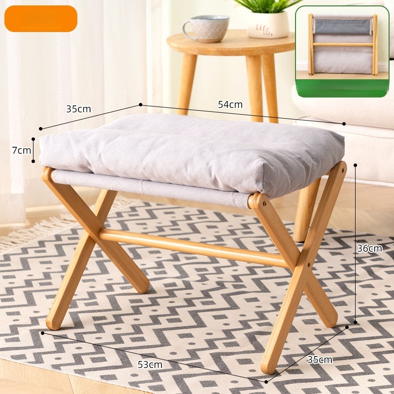 Tabouret pliable épais en bois pour salon, repose-pieds, petit tabouret Maza