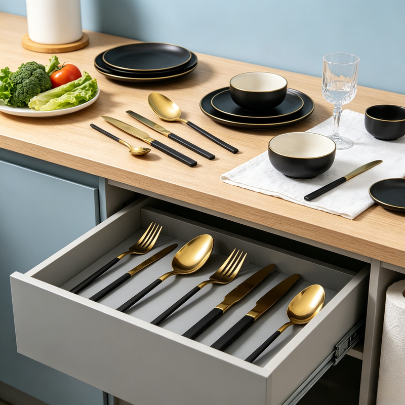 Western Stainless Steel Knife, Fork, Spoon Set