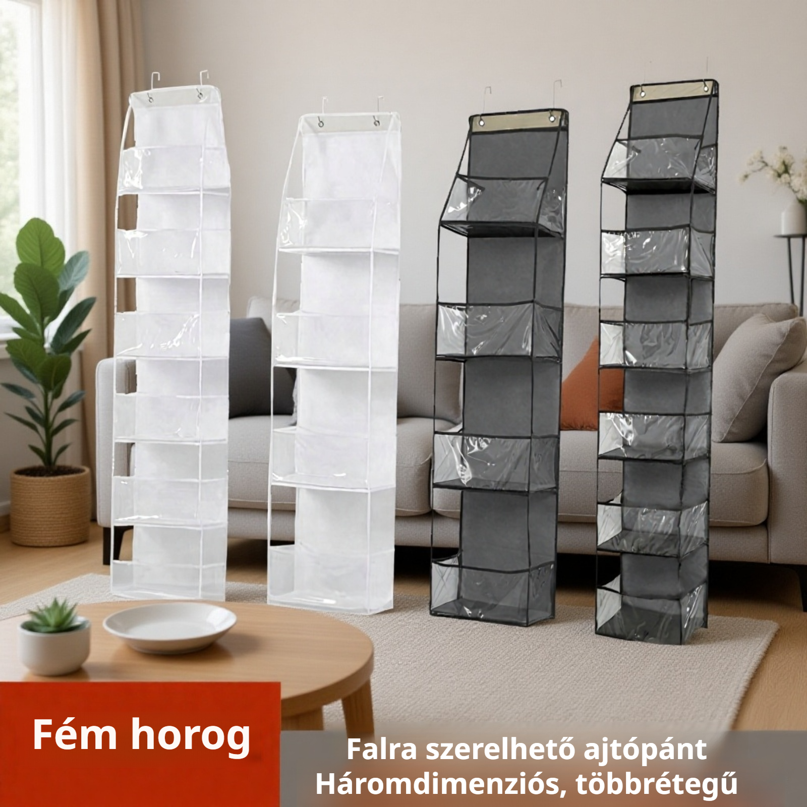  Ajtóra akasztható tároló táska – Többfunkciós ruhák és játékok rendszerezője