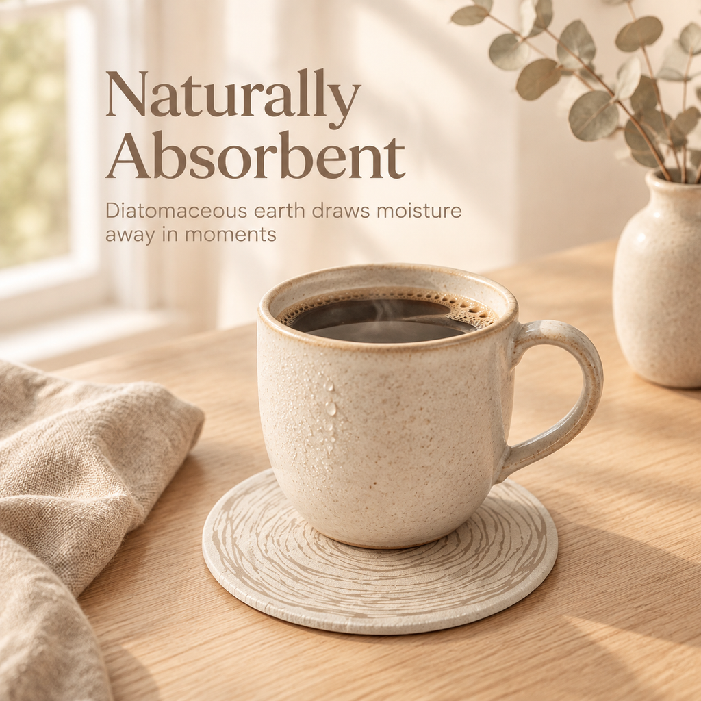 Japanese Diatomite Quick-Dry Drink Coaster Absorbent Heat Resistant Mat