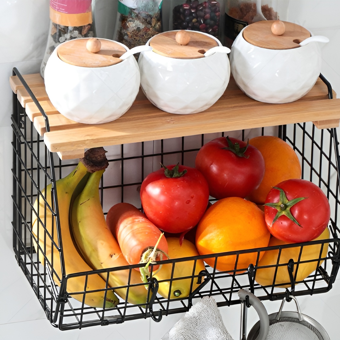 Multifunctional Wall-Mounted Kitchen Storage Basket