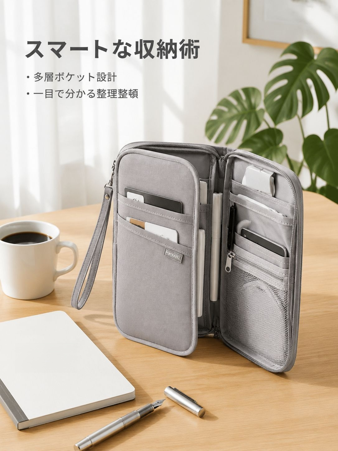 多機能トラベル書類バッグ 家庭用パスポート収納ポーチ