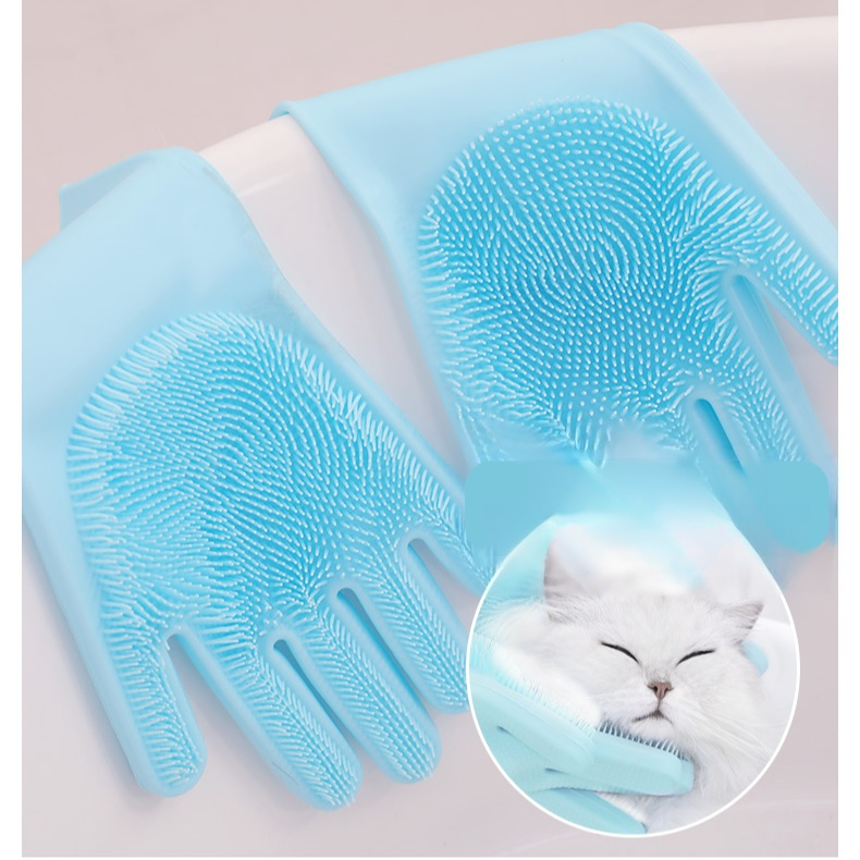 Pet bath brush massage gloves
