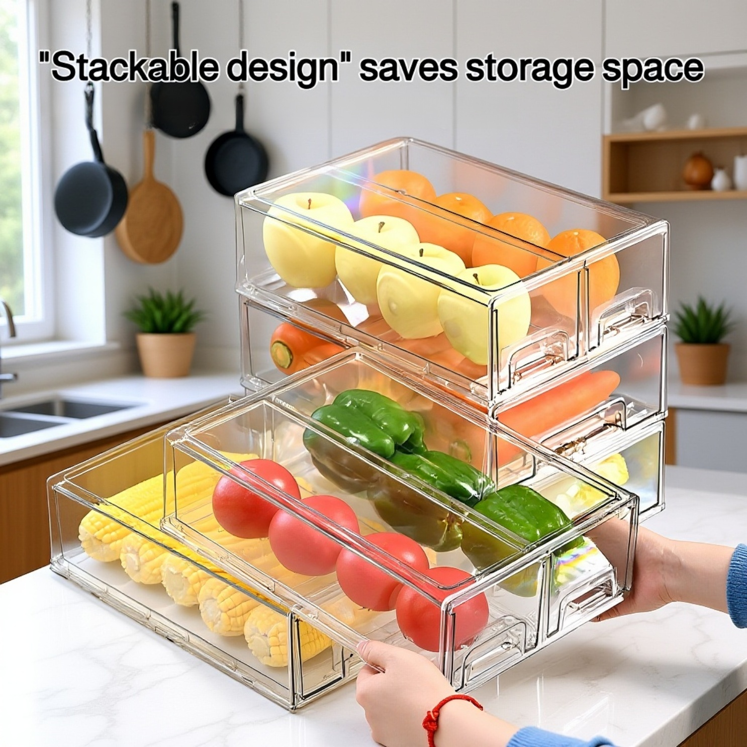 Vegetable Transparent Refrigerator Storage Drawer, Fresh-Keeping Box for Fruits and Vegetables