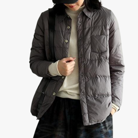 여자 라이트 패딩 화이트 오리털 퓨어 코트 스퀘어 칼라 코트