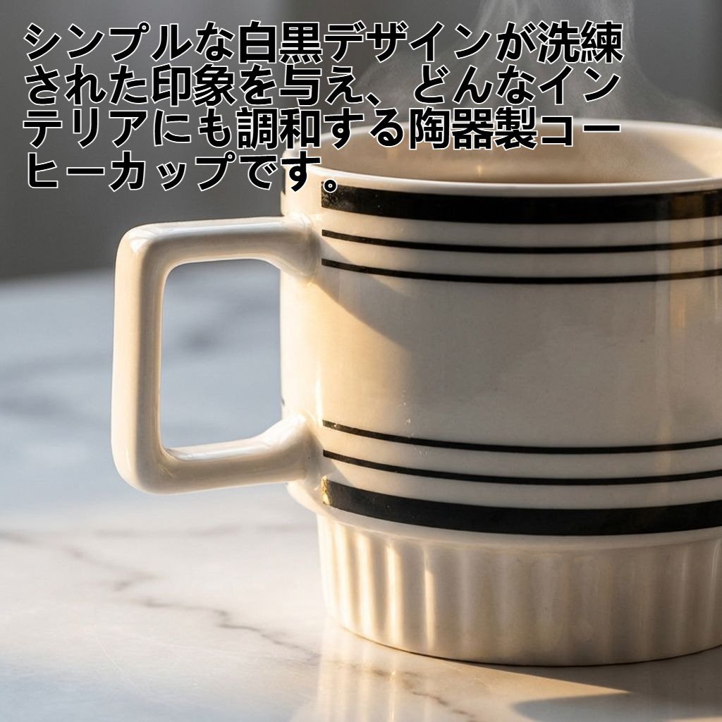 白黒の陶器製コーヒーカップ