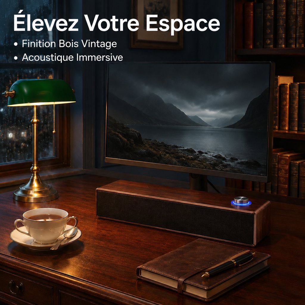Enceinte en bois multifonction avec Bluetooth et connexion filaire