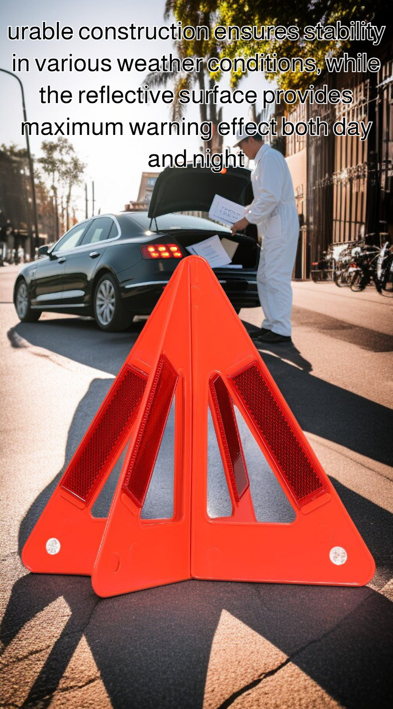 Foldable tripod warning sign displayed on roadside