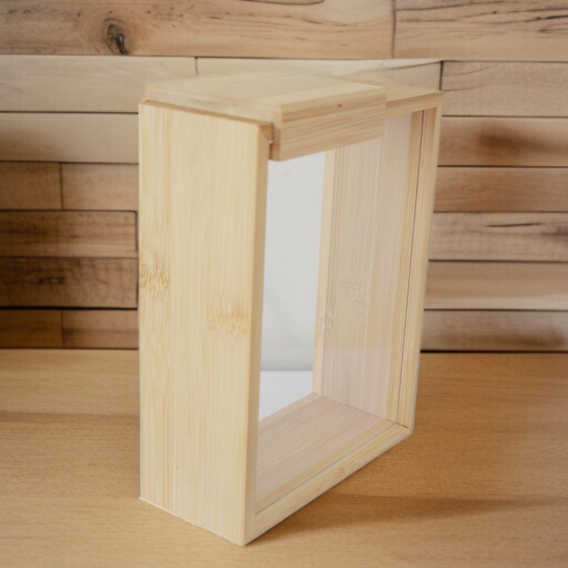 家庭用竹木スライド式穀物収納ボックス