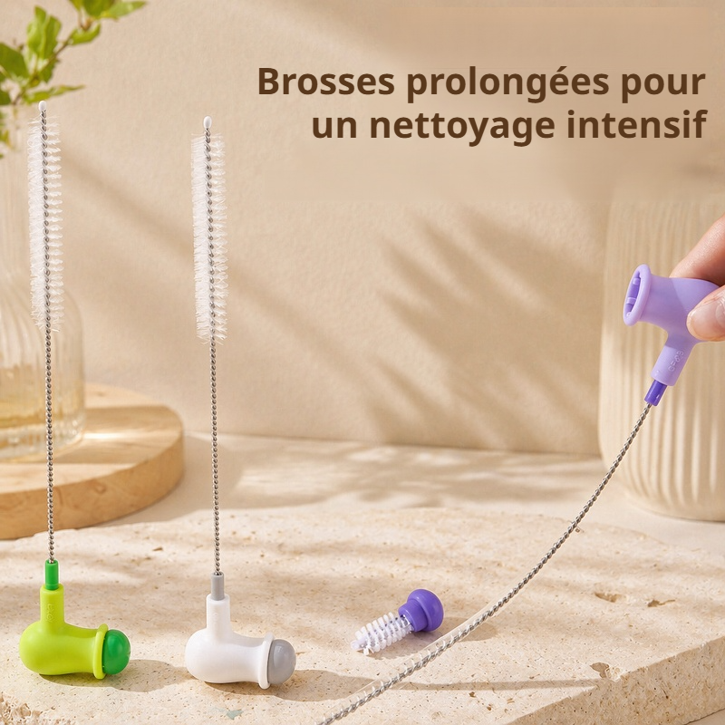 Nettoyage facile des espaces étroits avec brosse flexible