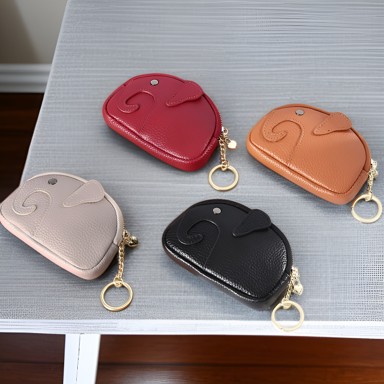 여성용 캐릭터 코끼리 동전지갑 휴대용 수납 파우치