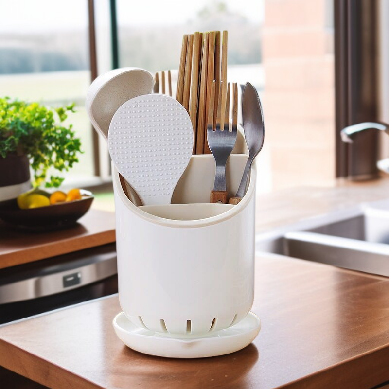 免打孔廚房塑膠筷子收納盒瀝水餐具架家用