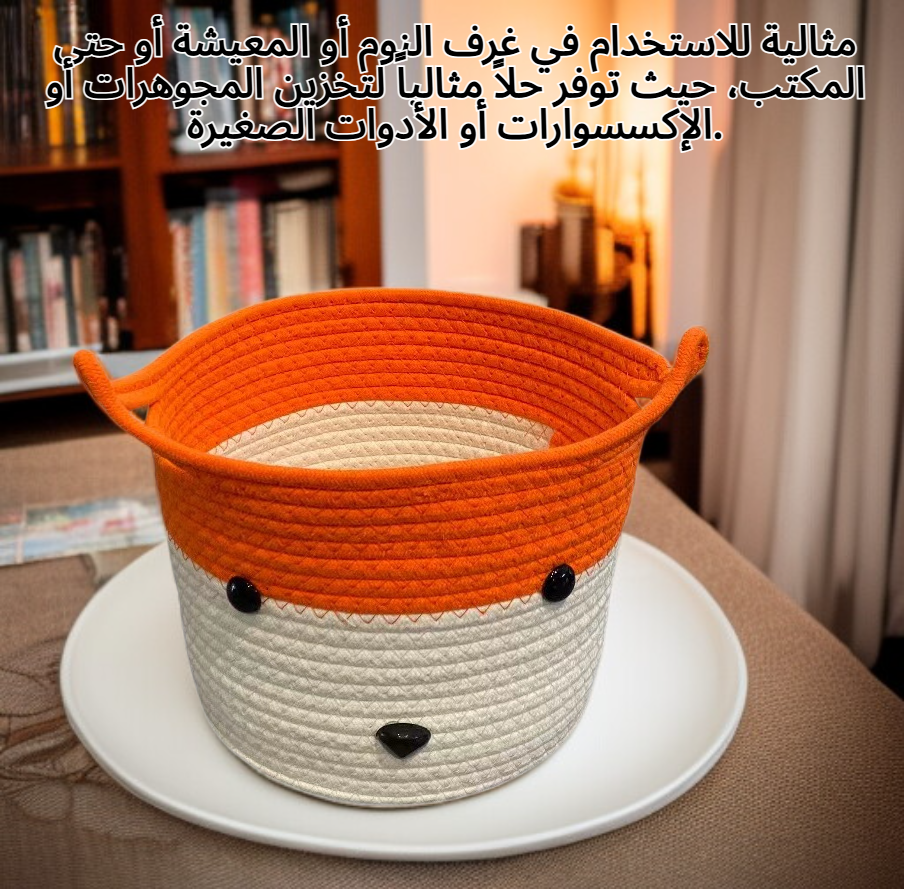 سلة تخزين جلد ثعلب مصنوعة يدوياً