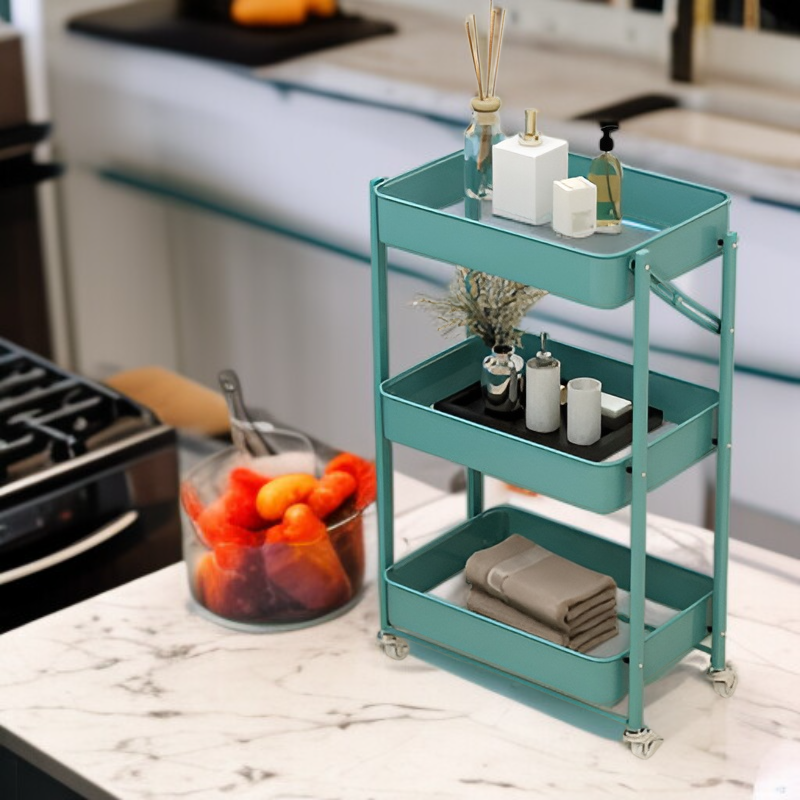 Składany wózek transportowy z rączką, biały