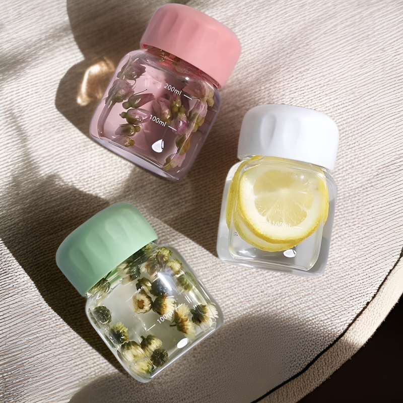 창의적인 원형 뚱뚱이 유리컵 뚜껑 고붕규산 내열 오트밀컵