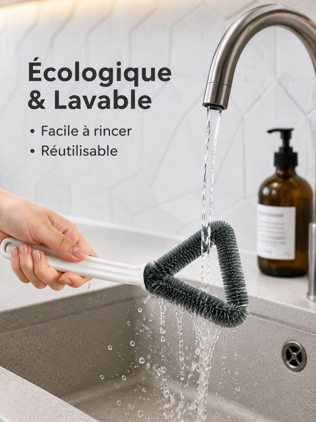 Brosse de nettoyage de vitres triangulaire double face, lavable et sans démontage pour la maison
