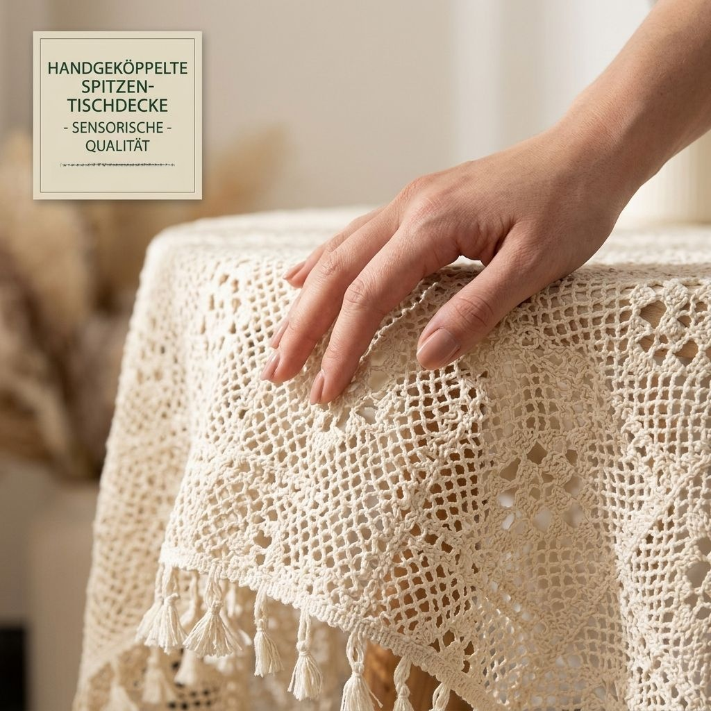 Tischdecke aus durchbrochener Häkelspitze