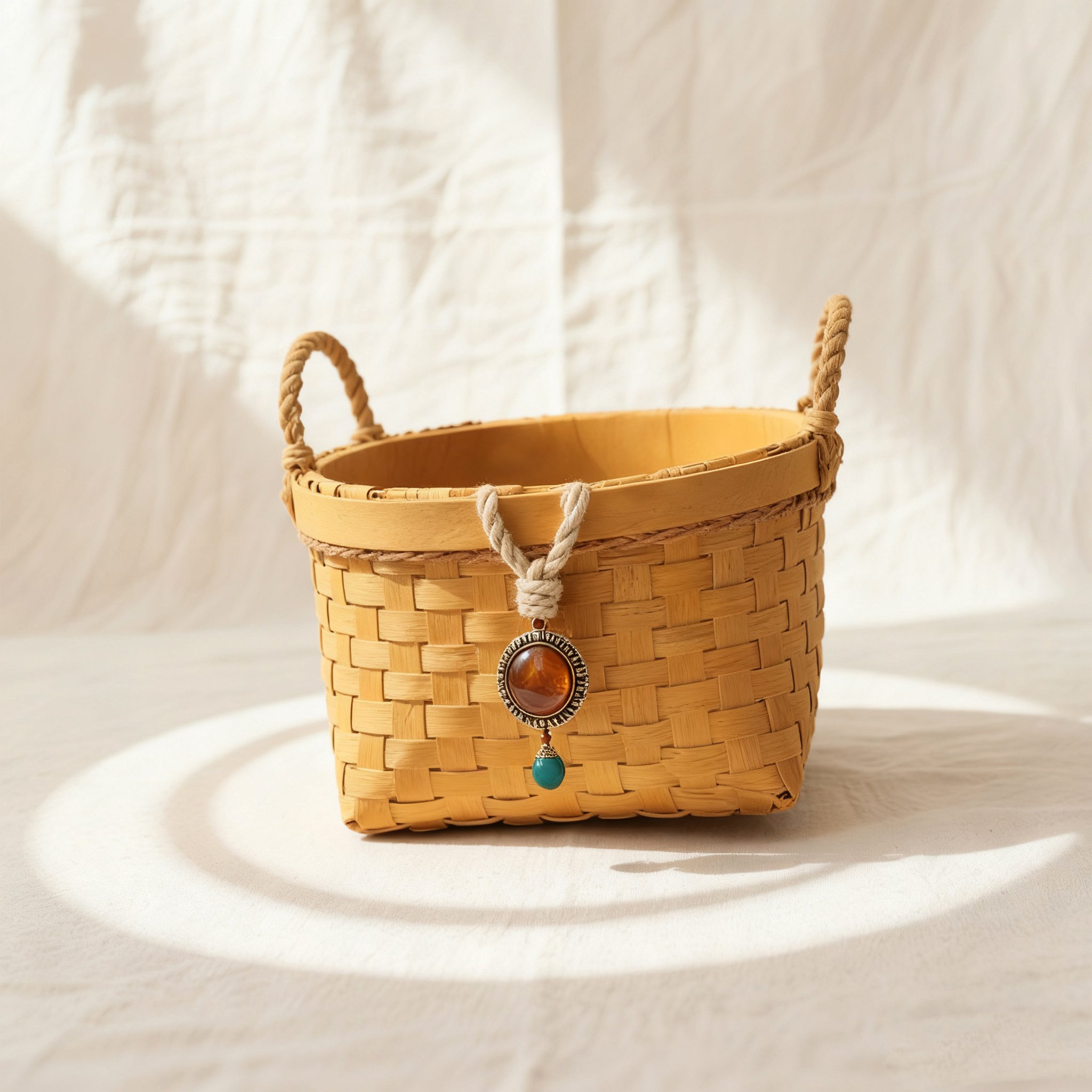 ตะกร้าหวายดีไซน์สวยงามพร้อมหูหิ้ว