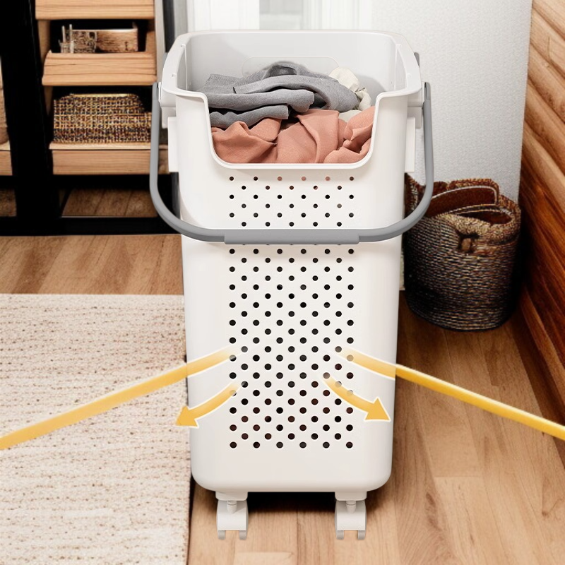 ドミトリー ホームランドリーバスケット 多機能スタッキング可能な収納バスケット ランジェリー・ナローシーム・ホイール・ランドリー・バスケット