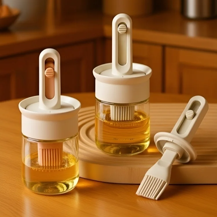 Easy to clean oil brush with ergonomic handle