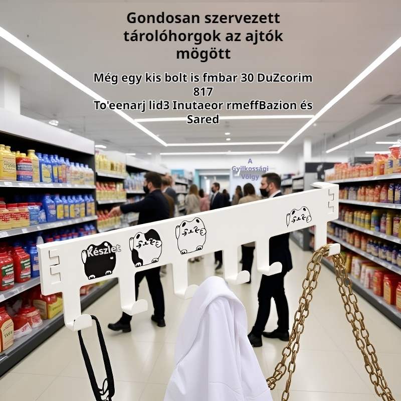 Ajtóra akasztható, fúrás nélküli hálószobai kampó 