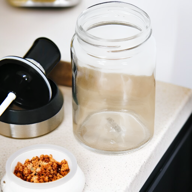 ขวดเครื่องปรุงแก้วพร้อมฝาช้อนในตัว สำหรับห้องครัว