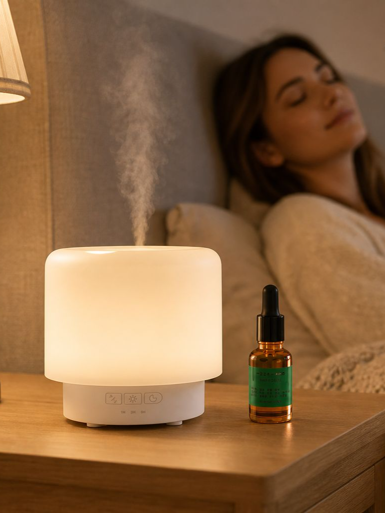 USB aroma zvlhčovač vzduchu s vícebarevným světlem, stolní přístroj pro atmosféru ložnice
